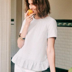 Sezane Marion Blouse Blue White Stripe